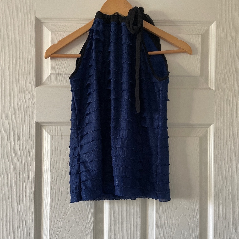 Reitmans Blue Layered Halter Neck Top S Petites
